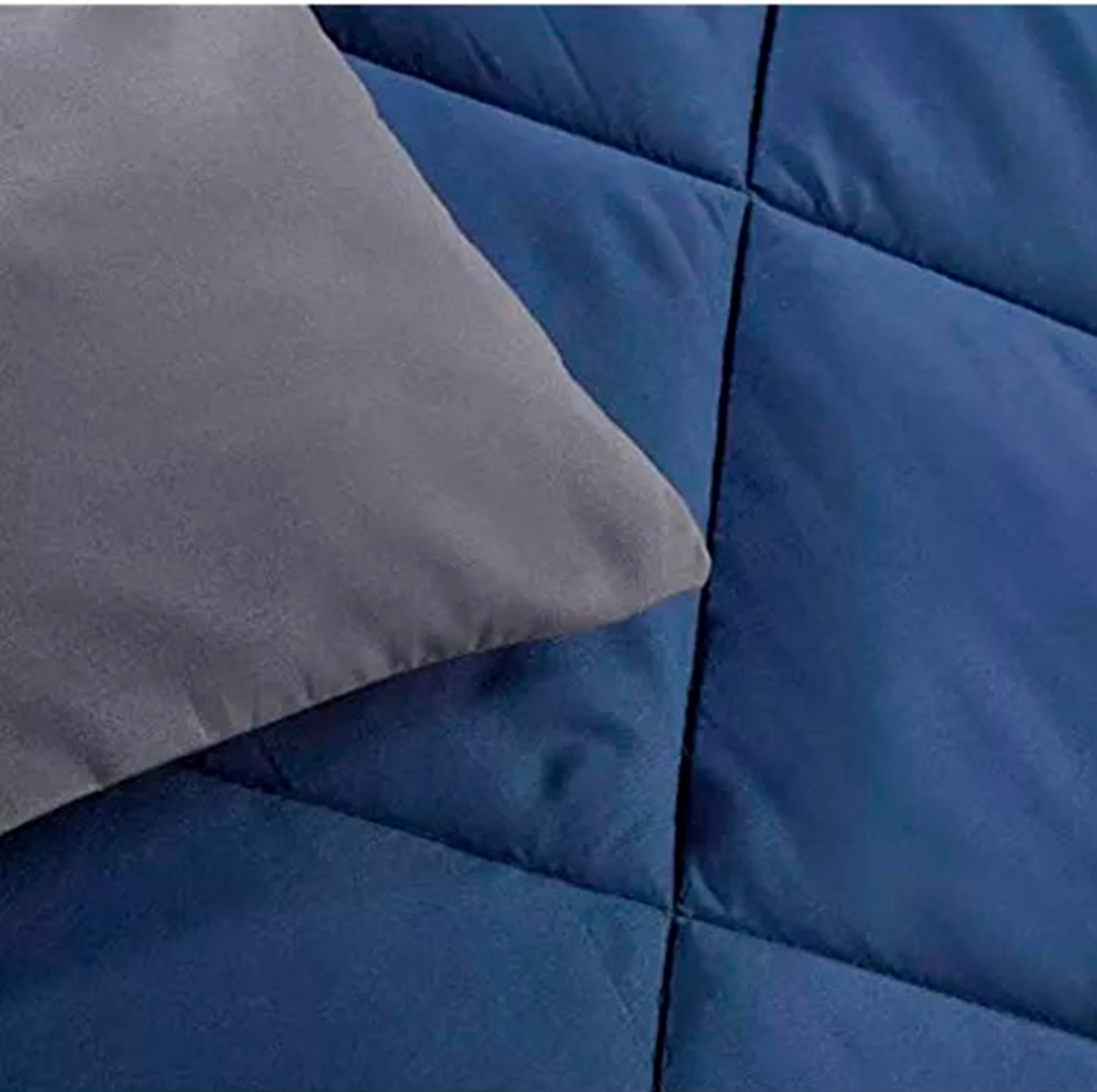 Cubrecama De Verano 2 Plazas + 2 Fundas exclusive – AZUL MARINO/ Plata - Imagen 3