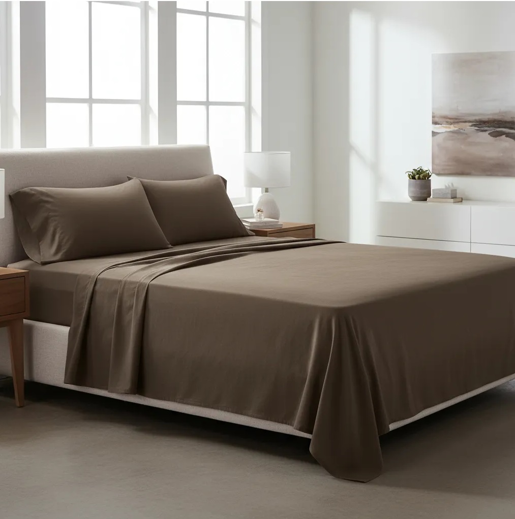 Sabanas De Algodón Peru Pima 180 HILOS – ALMENDRA– 4 piezas