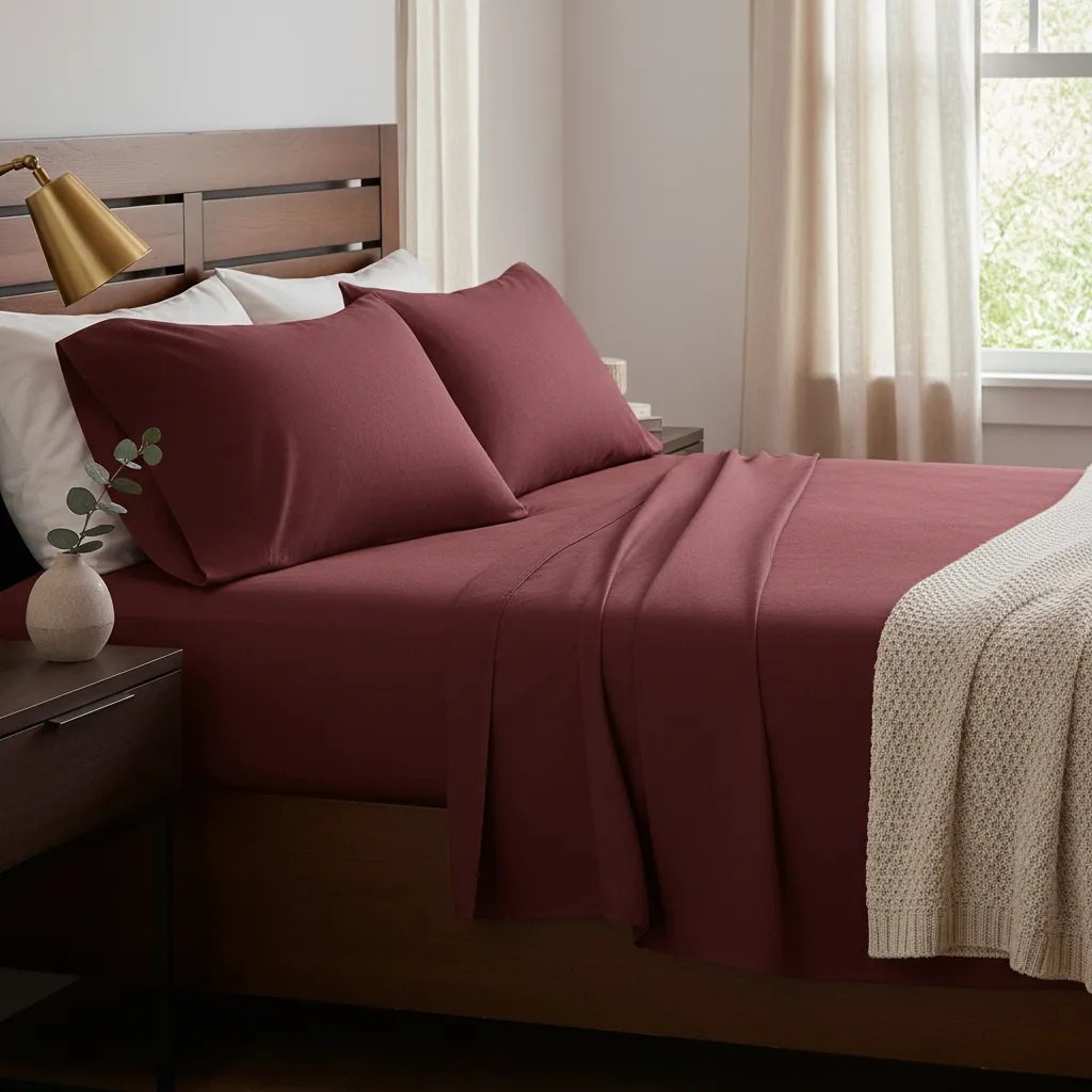 JUEGO DE SABANAS EN PERU PIMA GUINDA 4 PIEZAS - Imagen 3