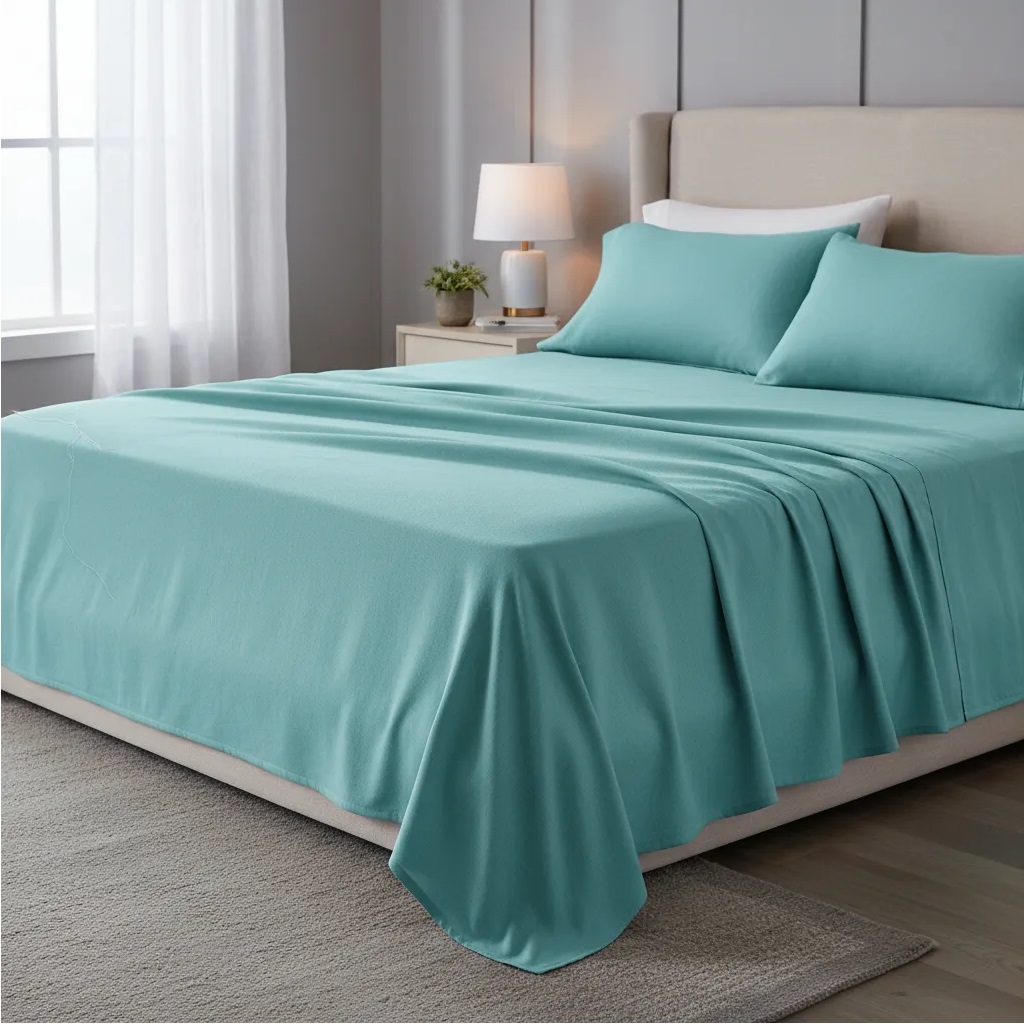 Sabanas De Algodón Peru Pima 180 HILOS – AQUAMARINA– 4 piezas