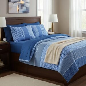 Sabanas De Algodón Bramante estampado hojas blue