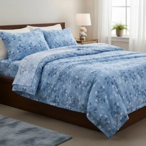 Sabanas De Algodón Bramante estampado HOJA AZUL