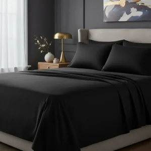 Sabanas De Algodón Peru Pima 180 HILOS – NEGRO – 4 piezas