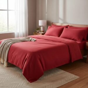 Sabanas De Algodón Peru Pima 180 HILOS – ROJO – 4 piezas