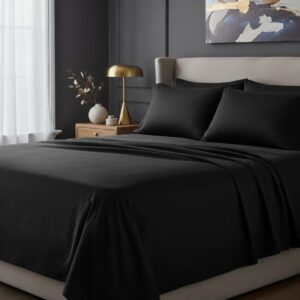 Sabanas De Algodón Peru Pima 180 HILOS – NEGRO – 4 piezas