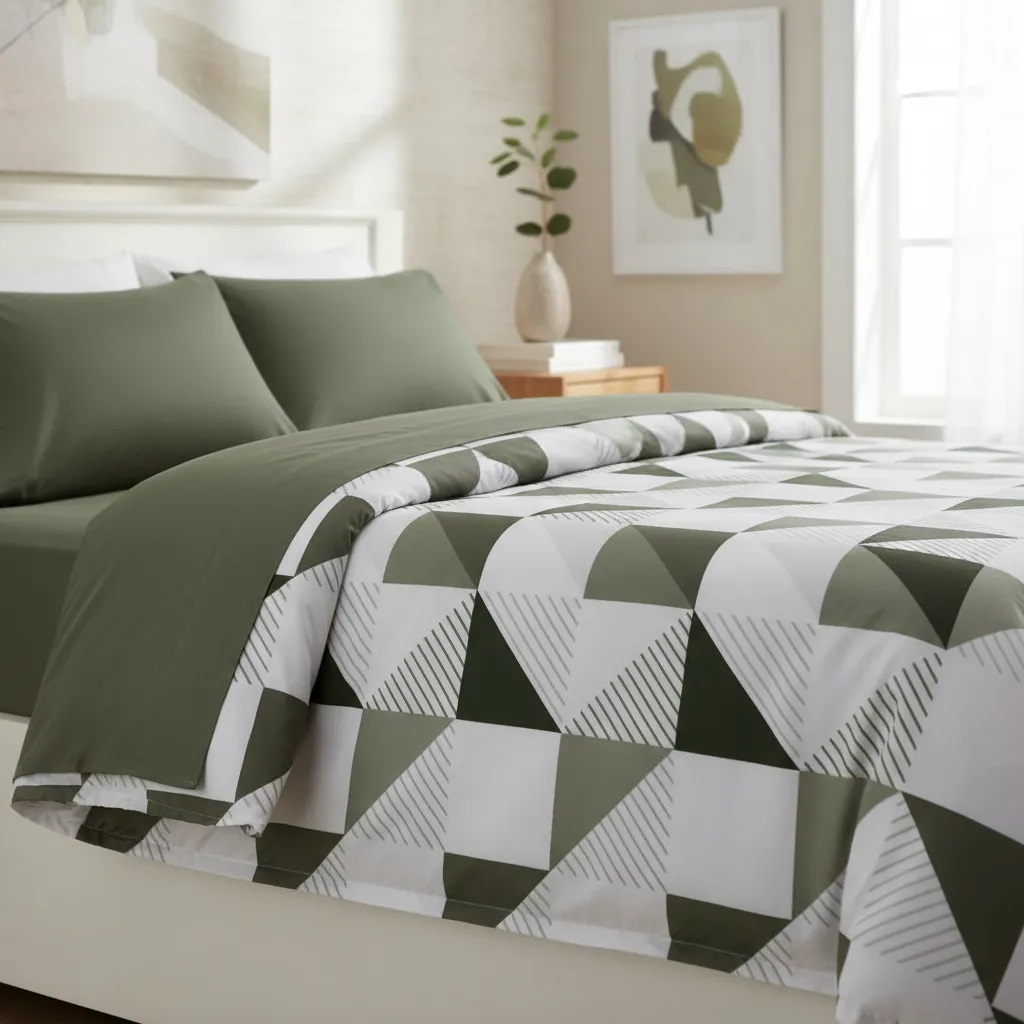 Sabanas De Algodón Bramante estampado TRIANGULO VERDE - Imagen 2