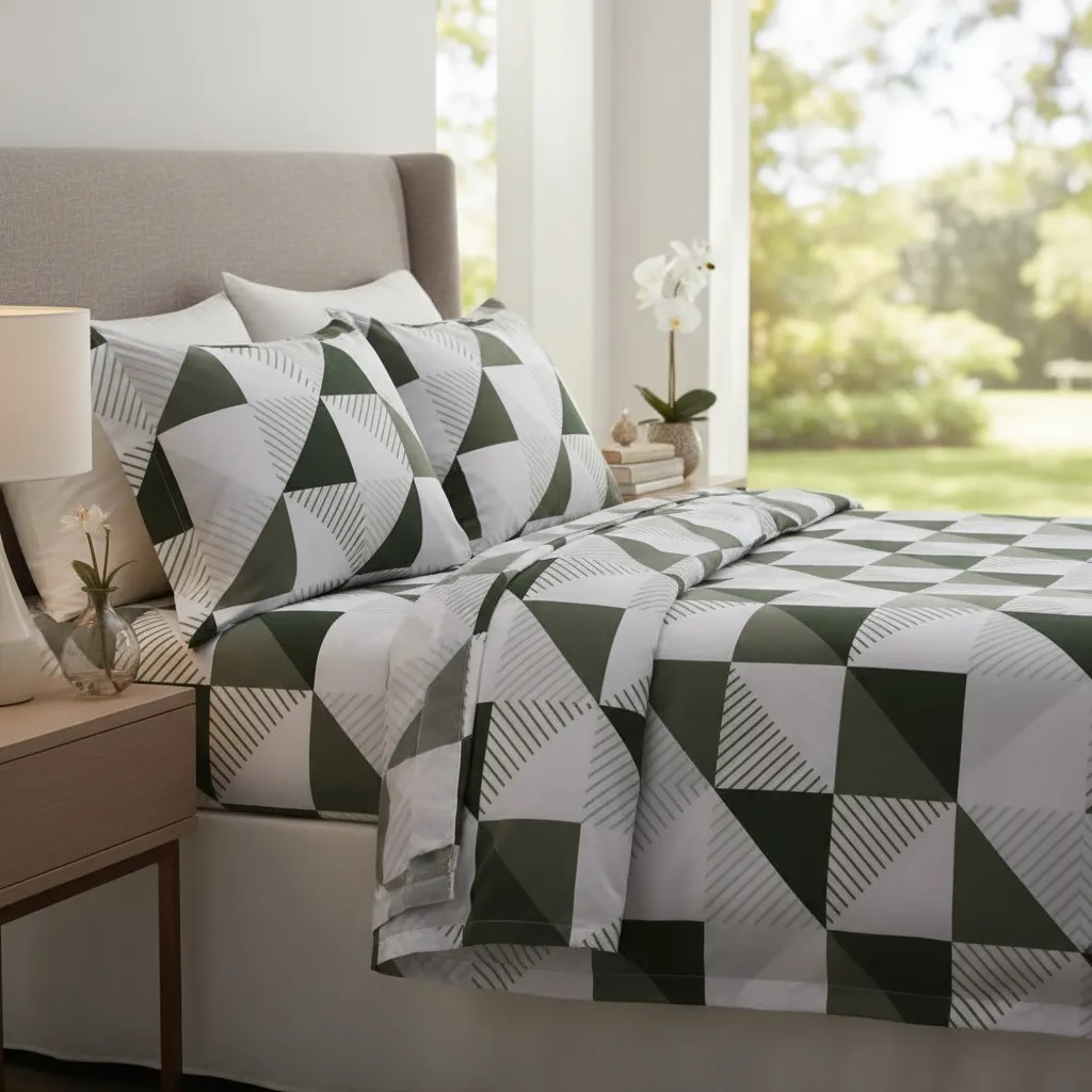 Sabanas De Algodón Bramante estampado TRIANGULO VERDE - Imagen 3