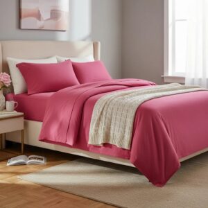 Sabanas De Algodón Peru Pima 180 HILOS – Fresa– 4 piezas